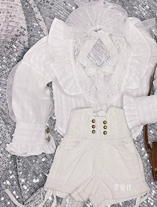 【40cm】 DOLK SELECT / 欧州ヴィンテージ上下セット（オールホワイト）