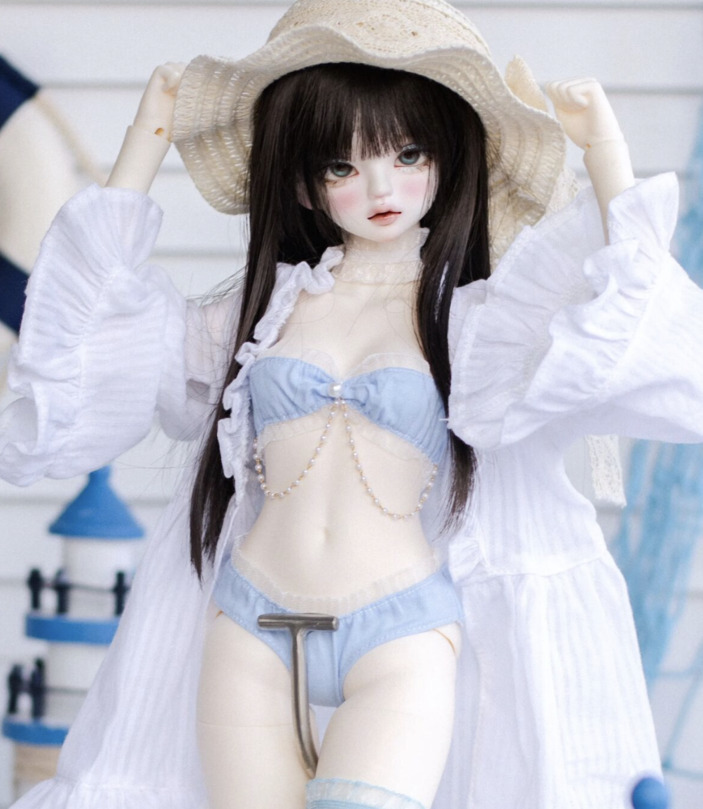 【40cm】 DOLK SELECT / サマーホリデーロングコート付ビキニセット：ブルー