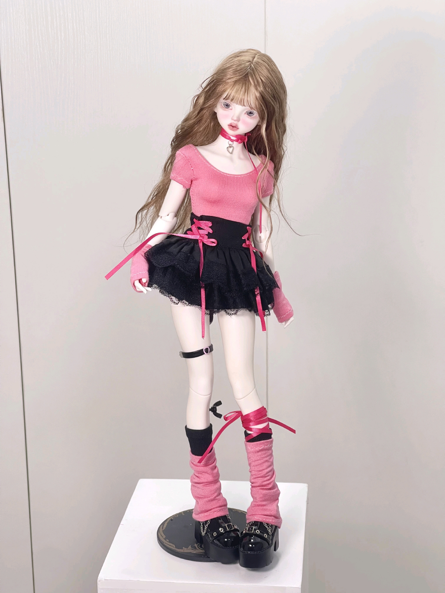 【40cm】 DOLK SELECT / バレー風スカートコーデセット：ピンク