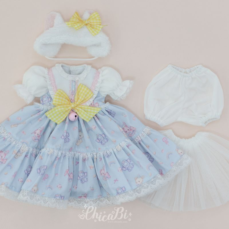【40cm】 ChicaBi / [Mini/Enfant] Sweet Kitty (Sky blue)
