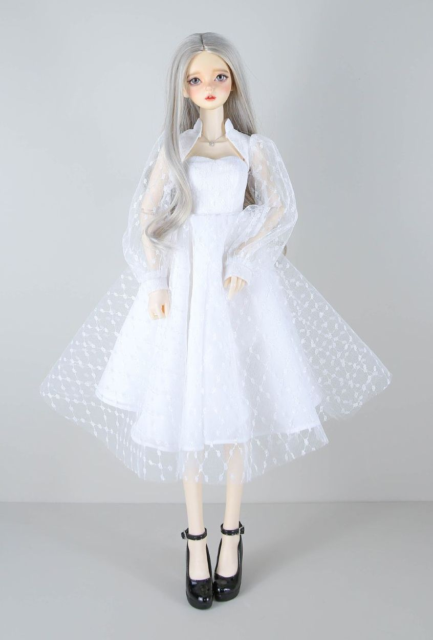 【60cm】 DK Craftshop / Luna Bolero & Dress SET (White-Silver)