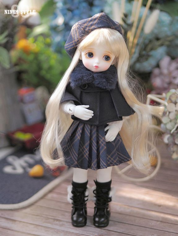 【30cm】 NINE9 STYLE  / [YoSD]GIRL Cape V-neck one-piece set (Navy)