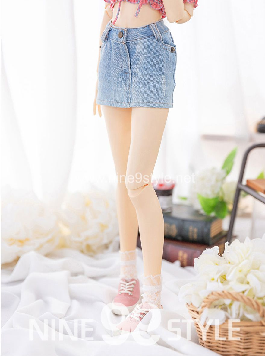 【60cm】 NINE9 STYLE / [SDG]Denim washing mini skirt(Ice jean)
