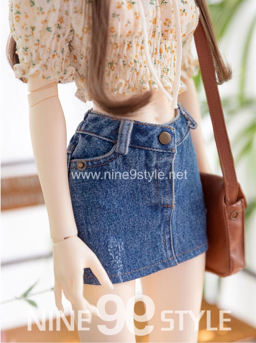 【60cm】 NINE9 STYLE / [SDG]Denim washing mini skirt(Blue jeans)