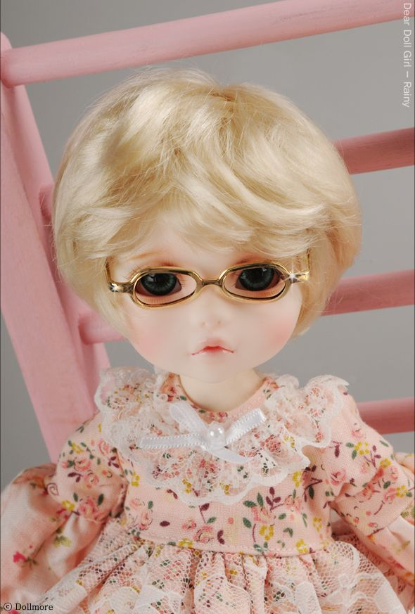【30cm】 DOLL MORE / USD - Shape Steel Lensless Frames Glasses (Gold)