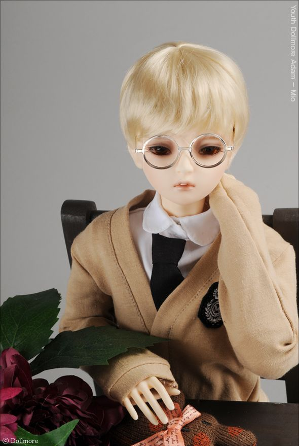【60cm】 DOLL MORE / SD - Round Steel Lensless Frames Glasses (Silver)